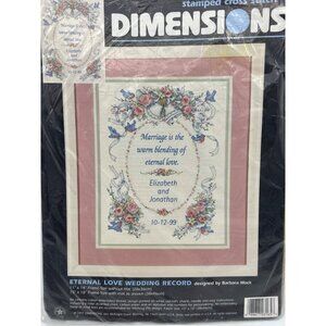 Dimensions Cross Stitch Kit Eternal Love Wedding Gift Record 3165 Marriage Vtg